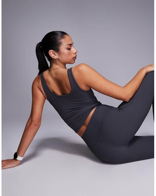 4505 Blue Rib Vest With Inner Bra