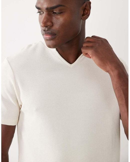 ASOS White Regular Fit T-shirt With Notch Neck for men
