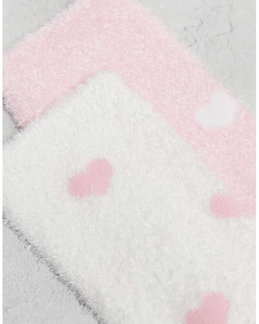 Boux Avenue Pink Heart Cosy 2 Pack Of Ankle Socks