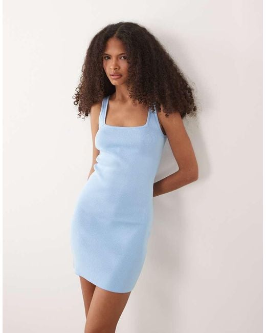 ASOS Blue Knitted Square Neck Mini Dress