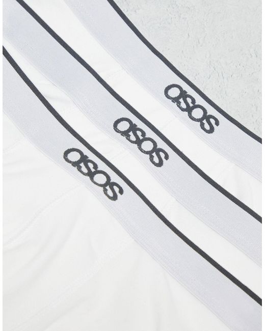 ASOS White 3 Pack Branded Waistband Trunks for men