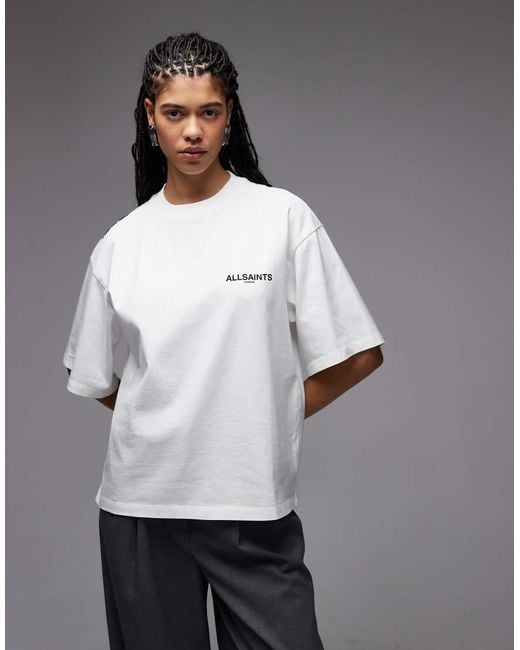 AllSaints Gray Swoop Amelie Back Graphic T-shirt