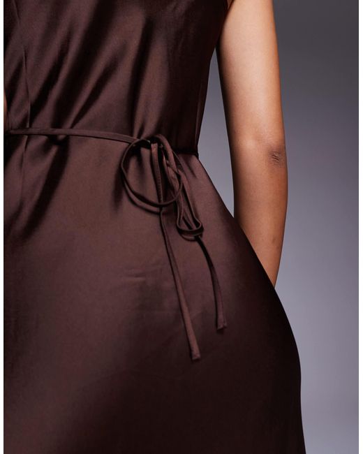 New Look Blue Satin Cowl Neck Midi Dress