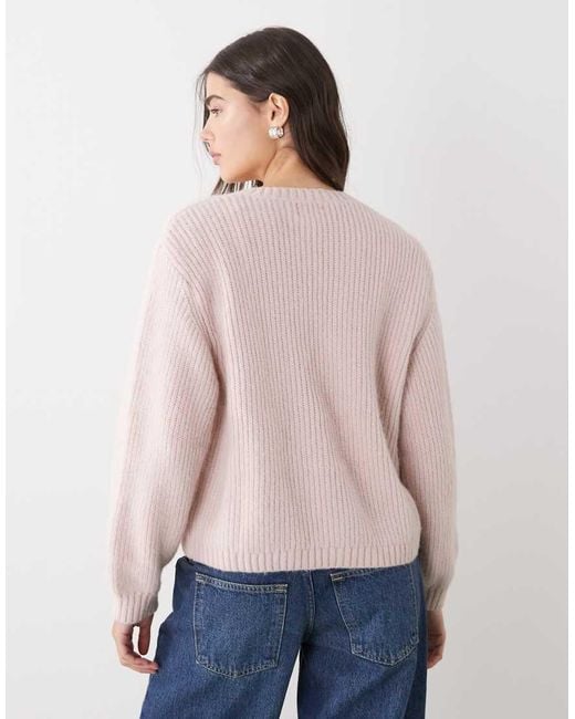 Monki Natural Button Up Knitted Cardigan