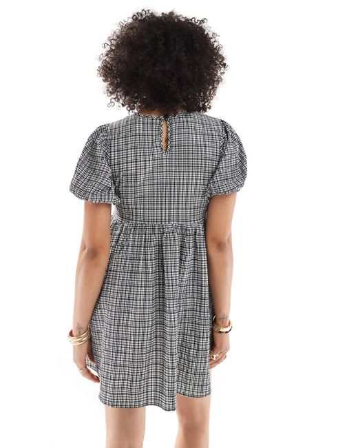 New Look Gray – hängerkleid mit vichy-karo und schleifendetails vorne