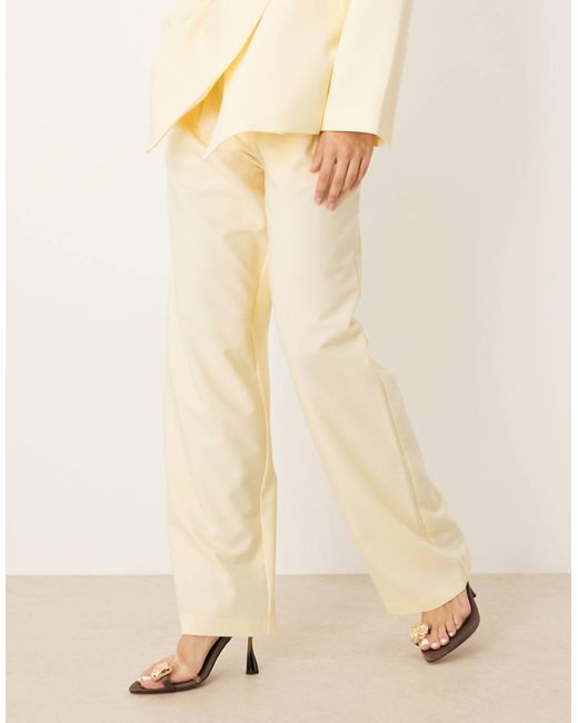 ASOS Natural Tailored High Rise Straight Leg Suit Pants