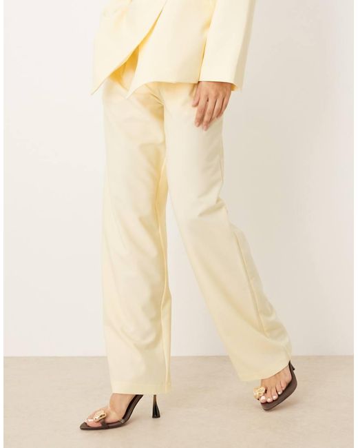 ASOS Elegante Pantalon Met Rechte Pijpen En Hoge Taille in het Natural