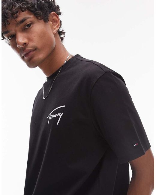 Camiseta Negra Con Logo 90S De Tommy Hilfiger de hombre de color Blue