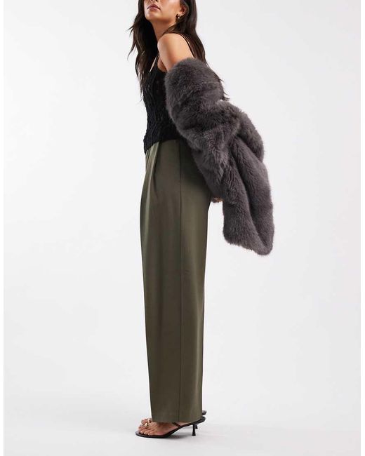 ASOS Black Tailored High Waist Belted Straight Leg Trousers
