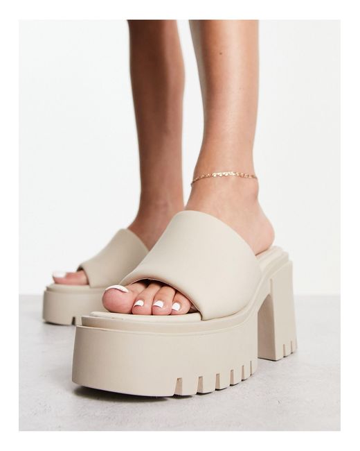 Public Desire Natural Sabeena Chunky Heeled Mules