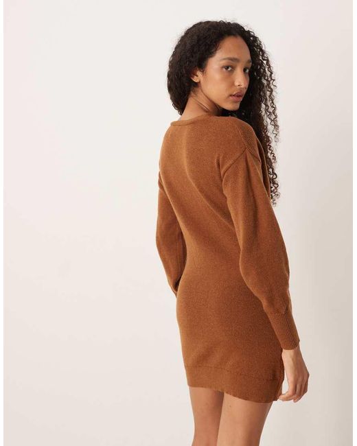 Vila Brown Knitted Mini Wrap Dress