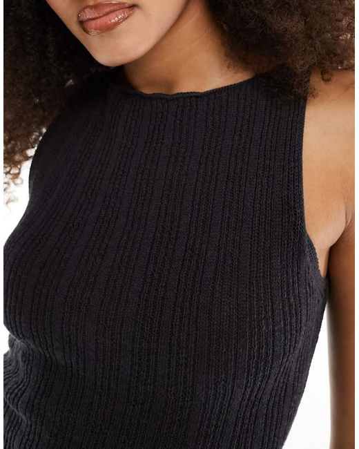 Weekday Black Geena Knitted Boatneck Top