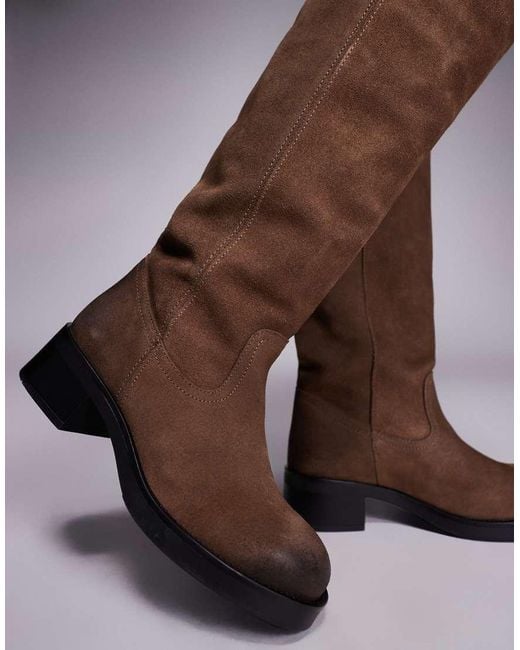 Steve Madden Brown Banner Contrast Knee Boot