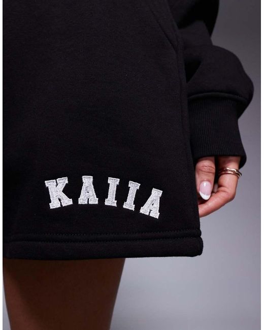 Kaiia Blue Cotton Rich Embroidered Logo Sweat Shorts