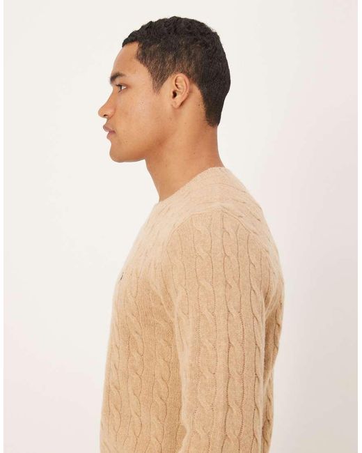 Polo Ralph Lauren Natural Icon Logo Rich Wool Cable Knit Jumper for men
