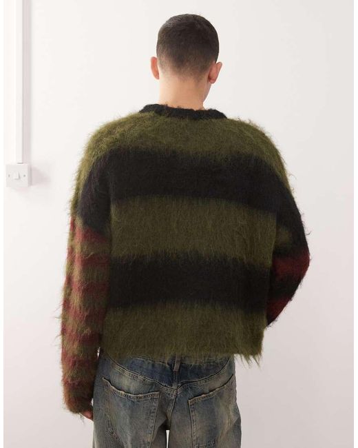 The Ragged Priest Black Striped Fluffy Jumper