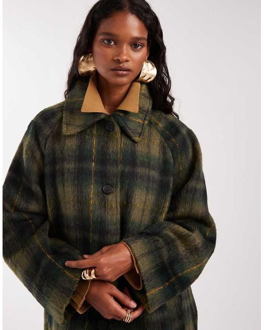 Noisy May Green Brushed Wool Look Maxi Overcoat