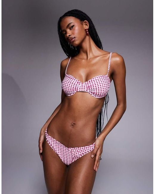 Candypants Pink Gingham High Rise Bikini Bottom