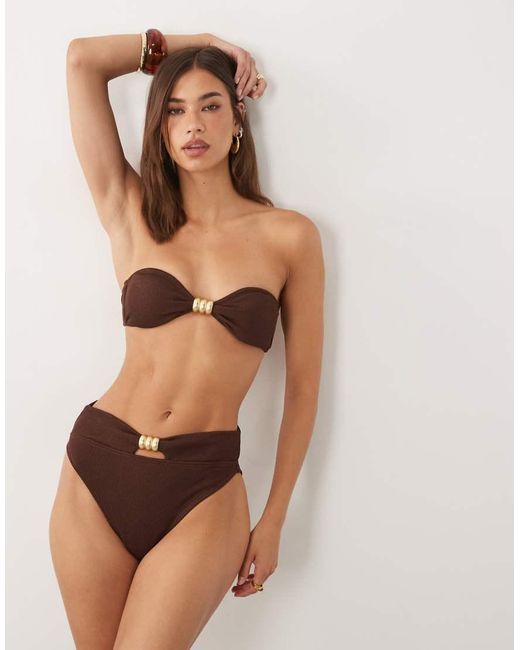 4th & Reckless Green Ribbed Gold Hardware High Waisted Bikini Bottoms