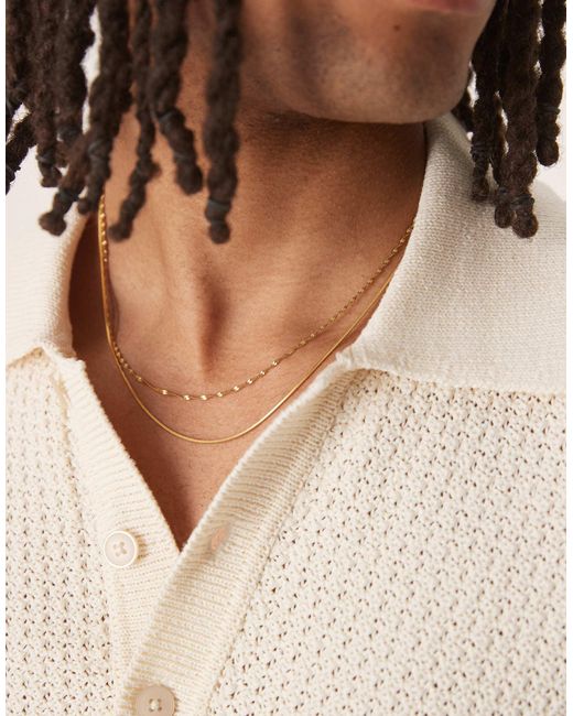 ASOS Brown Waterproof Stainless Steel 2 Pack Snake Chain Necklaces for men