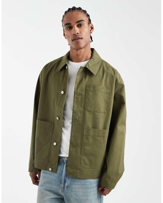 ASOS Green Oversized Worker Jacket for men