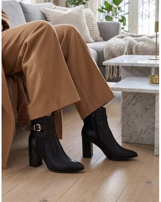 SEQWL Black Dress Chelsea Ankle Booties Pointed Toe With Buckle Strap