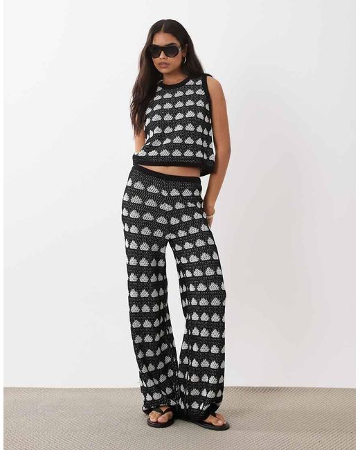 ASOS Black Crochet Knit Beach Tank Co-ord