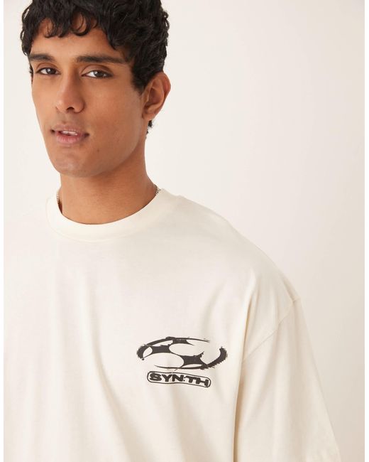 ASOS Natural Oversized T-Shirt With Front And Back Print for men
