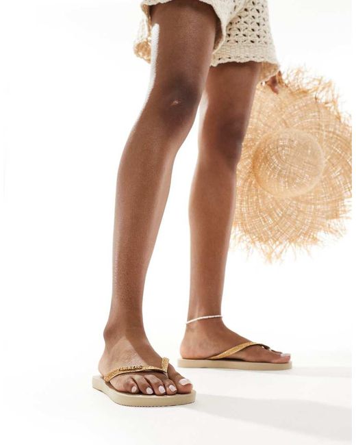 Havaianas White Slim Glitter Flip Flops