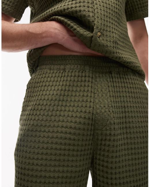 Topman Green Textured Grid Check Shorts for men