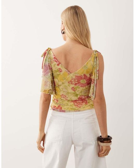 Miss Selfridge Yellow Wrap Top With Slit