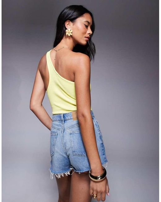 ASOS Blue Rib One Shoulder Bodysuit