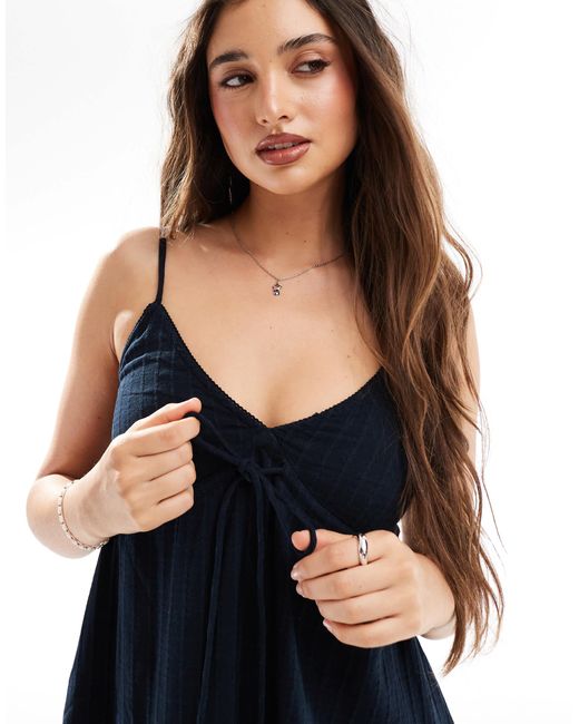 Superdry Blue – strukturiertes, gewebtes camisole-minikleid