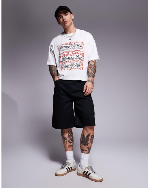 ASOS Gray Cropped Oversized T-shirt With Text Graphic for men