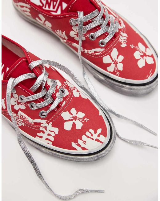 Vans Pink Authentic Leaf Print Trainers