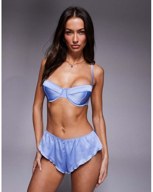 ASOS Blue Cheri Clean Satin Underwire Balcony Bra