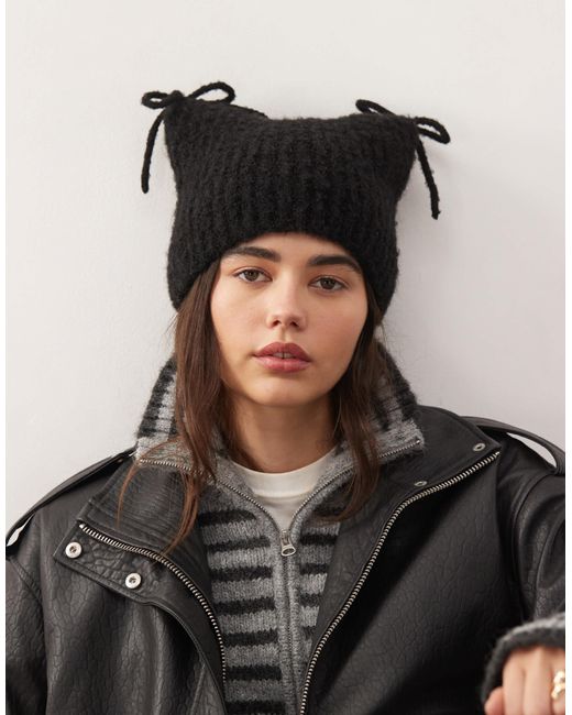 Collusion Black – flauschige strickmütze