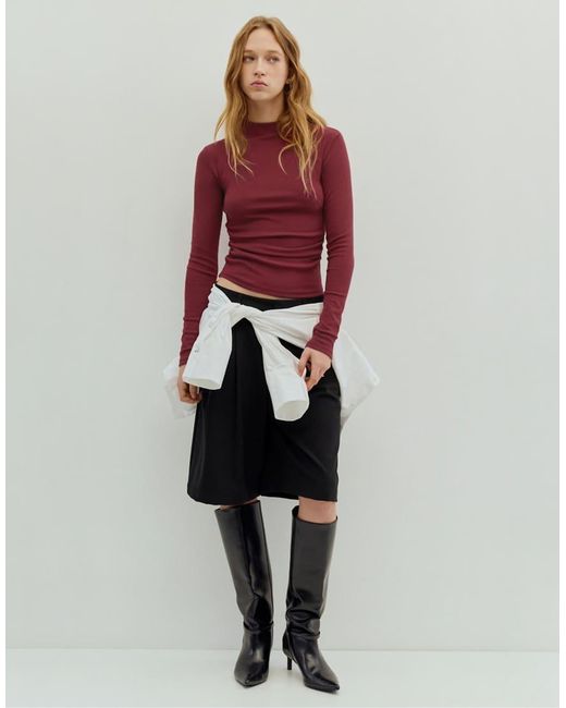 Pull&Bear Red High Neck Top