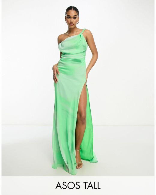 ASOS Green Asos Design Tall Twist Off Shoulder Maxi Dress