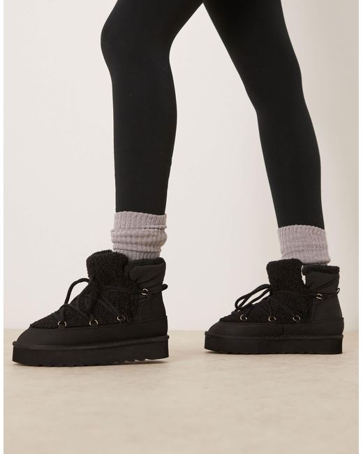 New Look Black Suedette Snow Boot