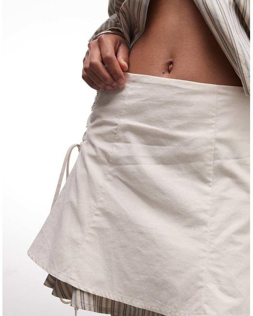 Daisy Street Natural Tie Side Double Layer Mini Skirt