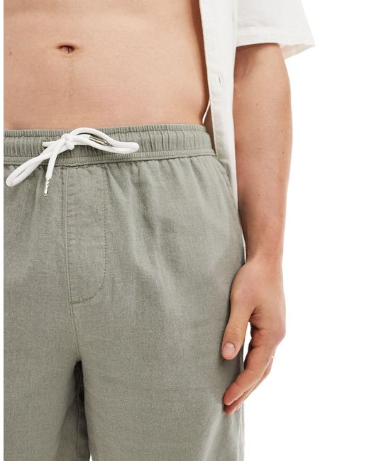 New Look Natural Linen Blend Pull On Shorts for men