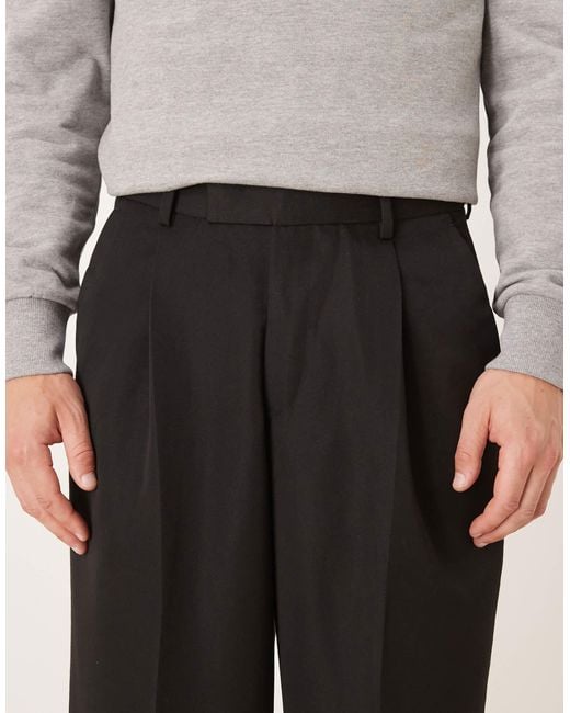 ASOS Black Smart Loose Leg Pants With Front Pleats for men