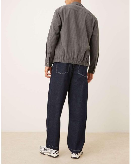 ASOS Blue Relaxed Tapered Fit Jeans With Pleat Detail for men