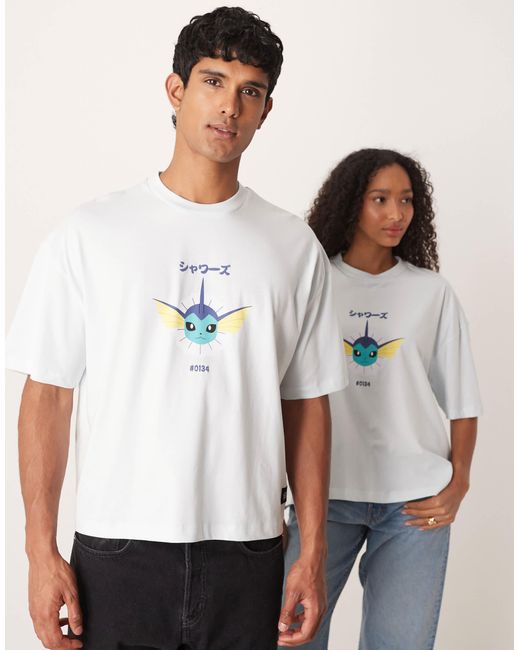 Pokémon - t-shirt unisexe coupe carrée oversize avec imprimé aquali ASOS en coloris White