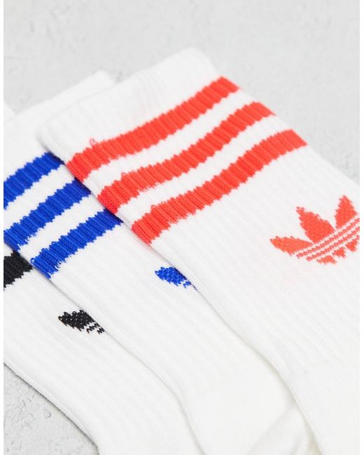 Adidas Originals Gray Adicolor Trefoil 3 Pack Crew Socks