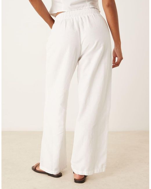 Vila Elegante Broek Met Linnen En Wijde Pijpen in het White