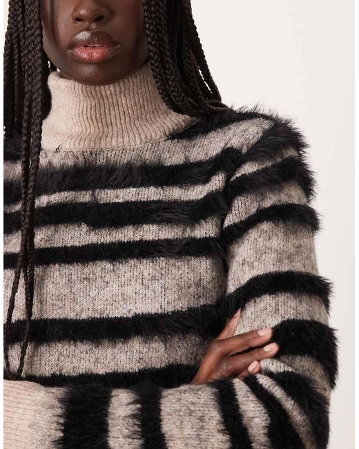 Vila Natural Zebra Textured Knitted Mini Dress