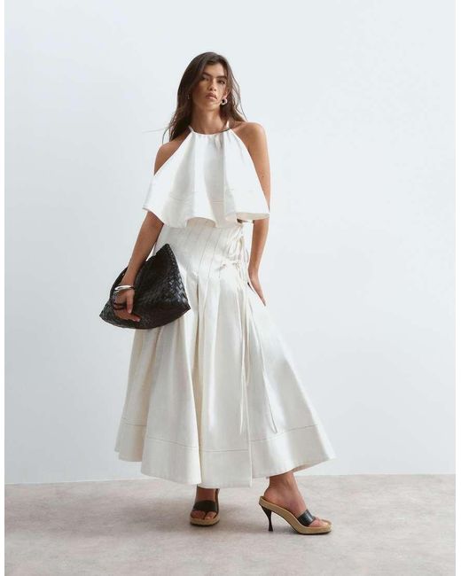 ARRANGE White Twill Halter Top