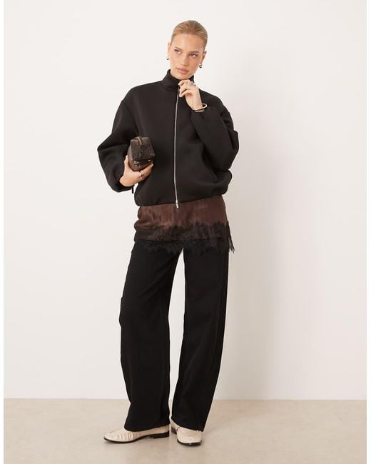 Mango Black Zip Through Bomber Jacket